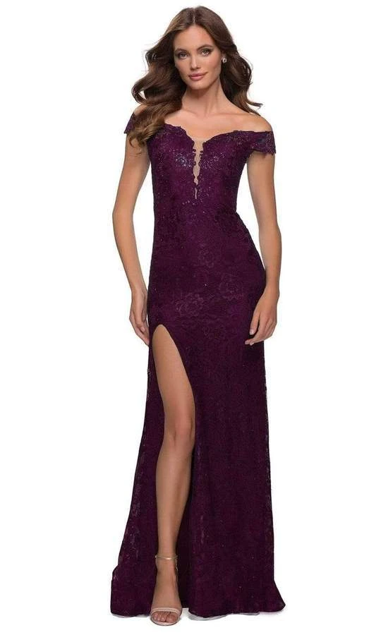 La Femme - Sheer Lace Trumpet Dress 29693SC 3 La Femme - Sheer Lace Trumpet Dress 29693SC