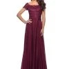 La Femme - Short Sleeve A-Line Formal Dress 26550SC - 1 Pc Garnet In Size 12 Available