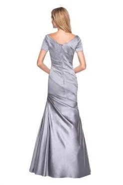 La Femme - Short Sleeve Pleat-Textured Trumpet Gown 26947SC Formal Gowns 8 La Femme - Short Sleeve Pleat-Textured Trumpet Gown 26947SC Formal Gowns