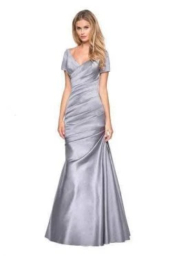 La Femme - Short Sleeve Pleat-Textured Trumpet Gown 26947SC Formal Gowns