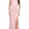La Femme - Sleeveless High Halter Sheath Dress 25767SC - 1 Pc Blush In Size 2 Available Formal Gowns 1 La Femme - Sleeveless High Halter Sheath Dress 25767SC - 1 Pc Blush In Size 2 Available Formal Gowns