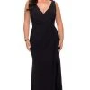 Formal Gowns La Femme - Sleeveless Plunging V-Neck High Slit Sheath Gown 28882SC - 1 Pc Black In Size 14W Available 2 Formal Gowns La Femme - Sleeveless Plunging V-Neck High Slit Sheath Gown 28882SC - 1 Pc Black In Size 14W Available