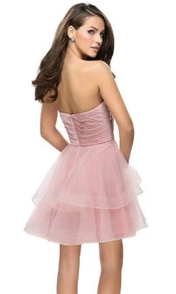 Cocktail Dresses La Femme - Strapless Tiered Cocktail Dress 26654SC - 1 Pc Blush In Size 6 Available