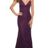Formal Gowns La Femme - Strappy Back Lace Prom Gown 30442SC - 1 Pc Dark Berry In Size 4 Available 1 Formal Gowns La Femme - Strappy Back Lace Prom Gown 30442SC - 1 Pc Dark Berry In Size 4 Available