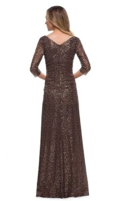 La Femme - V-Neck Sequin Formal Dress 29195SC - 1 Pc Bronze In Size 8 Available Formal Gowns