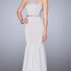 La Femme - Yoke Halter Neck Long Mermaid Gown 24485SC - 1 Pc Silver In Size 8 Available Formal Gowns