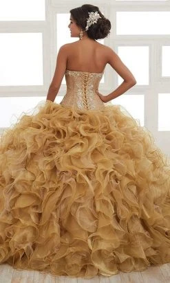 LA Glitter - 24025 Strapless Jeweled Ruffle Ornate Ballgown