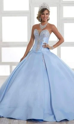 LA Glitter - 24029 Bejeweled Plunging Corset Bodice Ballgown