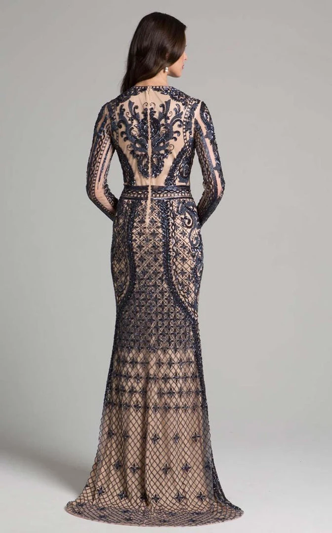 Lara Dresses - 33038 Long Sleeves Jewel Neck Sheath Long Dress Formal Gowns 4 Lara Dresses - 33038 Long Sleeves Jewel Neck Sheath Long Dress Formal Gowns