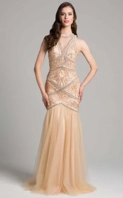 Lara Dresses - 33206 Sleeveless Beaded Jewel Trumpet Gown Formal Gowns