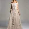 Formal Gowns Lara Dresses - 33213 Embellished Off Shoulder Long A-line Gown