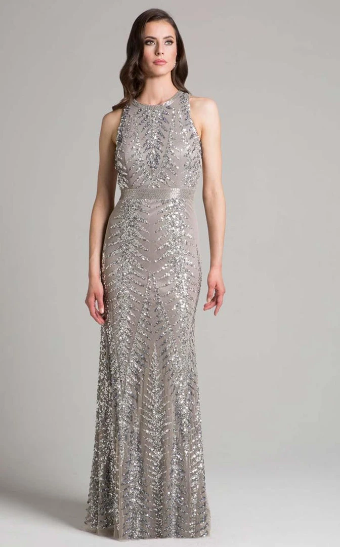 Formal Gowns Lara Dresses - 33260 Sequined Jewel Column Dress 3 Formal Gowns Lara Dresses - 33260 Sequined Jewel Column Dress
