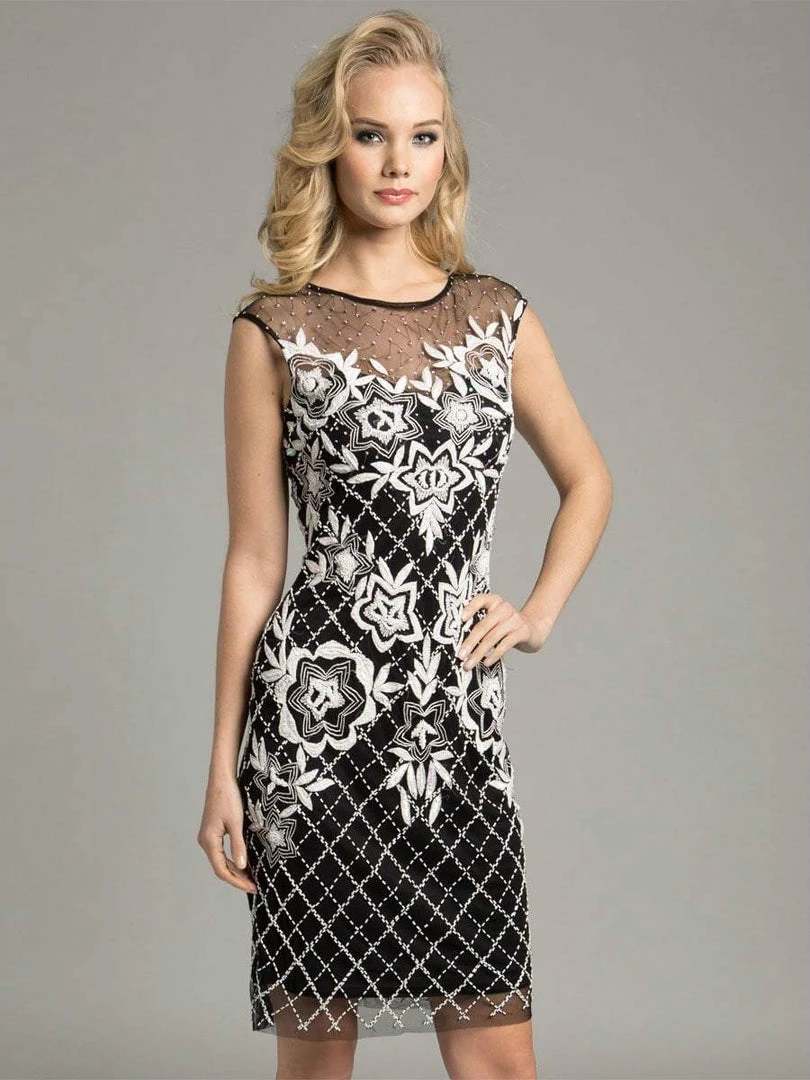 Lara Dresses - 33265 Sheer Cocktail Dress With Elegant Floral Design Cocktail Dresses 3 Lara Dresses - 33265 Sheer Cocktail Dress With Elegant Floral Design Cocktail Dresses