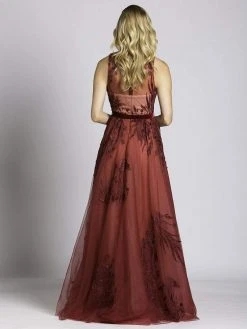 Lara Dresses - 33527 Lace Illusion Jewel A-line Dress 5 Lara Dresses - 33527 Lace Illusion Jewel A-line Dress