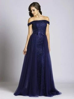 Lara Dresses - 33537 Embellished Off-Shoulder A-line Dress Formal Gowns