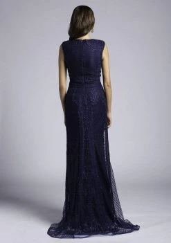 Lara Dresses - 33628 V-neck Beaded Sheath Gown