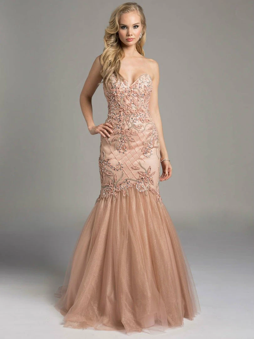 Formal Gowns Lara Dresses - 42625 Splendid Strapless Mermaid Gown With Tulle Skirt 3 Formal Gowns Lara Dresses - 42625 Splendid Strapless Mermaid Gown With Tulle Skirt