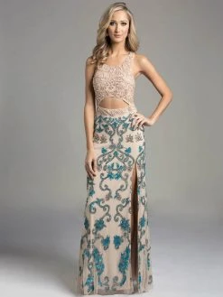 Formal Gowns Lara Dresses - 42637 Foxy Cutout Dress With Colorful Embellishments