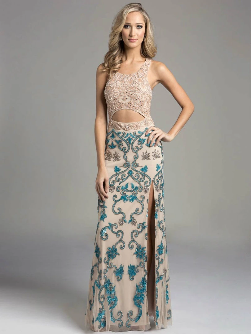 Formal Gowns Lara Dresses - 42637 Foxy Cutout Dress With Colorful Embellishments 3 Formal Gowns Lara Dresses - 42637 Foxy Cutout Dress With Colorful Embellishments