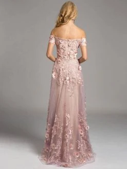 Lara Dresses - Charming Off The Shoulder Long Floral A-line Gown 33211 - 1 Pc Dusty Rose In Size 16 Available Formal Gowns 5 Lara Dresses - Charming Off The Shoulder Long Floral A-line Gown 33211 - 1 Pc Dusty Rose In Size 16 Available Formal Gowns