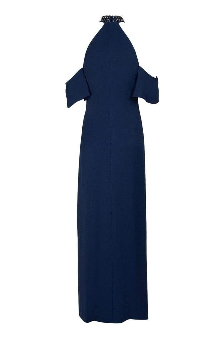 Laundry - 98M15203 Twist Front Halter Draped Shoulder Gown 5 Laundry - 98M15203 Twist Front Halter Draped Shoulder Gown