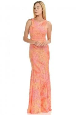 Formal Gowns Lenovia - 5151 Lace Halter Neck Fit And Flare Dress