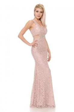 Lenovia - 5170 Lace Plunging V-Neck Evening Dress 42 Lenovia - 5170 Lace Plunging V-Neck Evening Dress