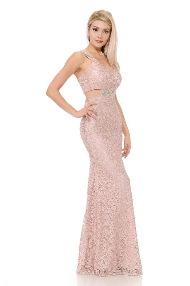 Lenovia - 5170 Lace Plunging V-Neck Evening Dress 19 Lenovia - 5170 Lace Plunging V-Neck Evening Dress