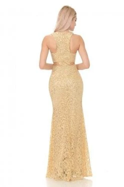 Lenovia - 5170 Lace Plunging V-Neck Evening Dress 45 Lenovia - 5170 Lace Plunging V-Neck Evening Dress