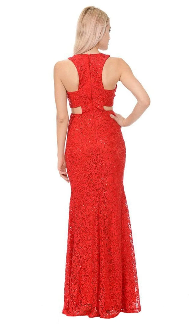 Lenovia - 5170 Lace Plunging V-Neck Evening Dress 12 Lenovia - 5170 Lace Plunging V-Neck Evening Dress