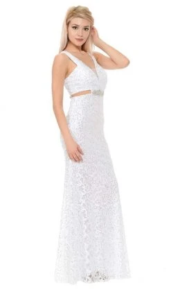 Lenovia - 5170 Lace Plunging V-Neck Evening Dress 33 Lenovia - 5170 Lace Plunging V-Neck Evening Dress