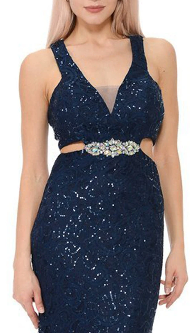 Lenovia - 5170 Lace Plunging V-Neck Evening Dress 6 Lenovia - 5170 Lace Plunging V-Neck Evening Dress