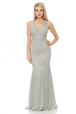 Lenovia - 5170 Lace Plunging V-Neck Evening Dress 47 Lenovia - 5170 Lace Plunging V-Neck Evening Dress