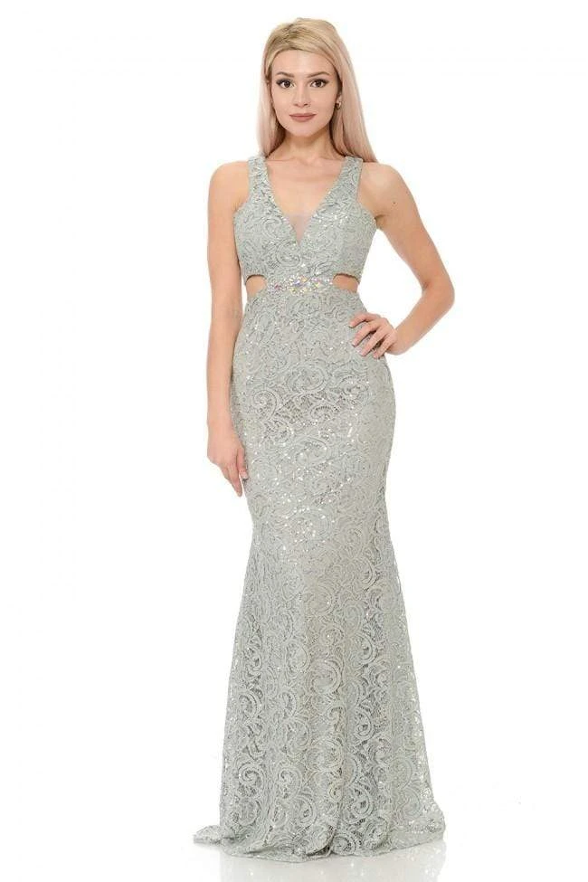 Lenovia - 5170 Lace Plunging V-Neck Evening Dress 24 Lenovia - 5170 Lace Plunging V-Neck Evening Dress