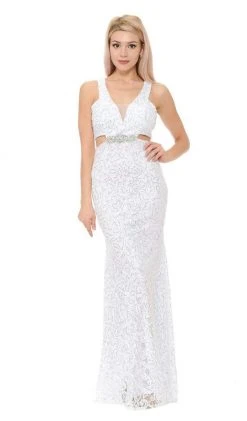 Lenovia - 5170 Lace Plunging V-Neck Evening Dress 31 Lenovia - 5170 Lace Plunging V-Neck Evening Dress
