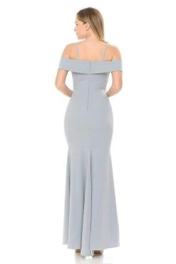 Formal Gowns Lenovia - Long Off Shoulder Ruffle Trimmed Dress 5206