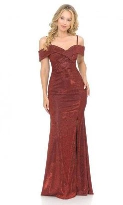 Lenovia - Off Shoulder Glitter Trumpet Long Dress 5213 - 1 Pc Silver In Size M Available