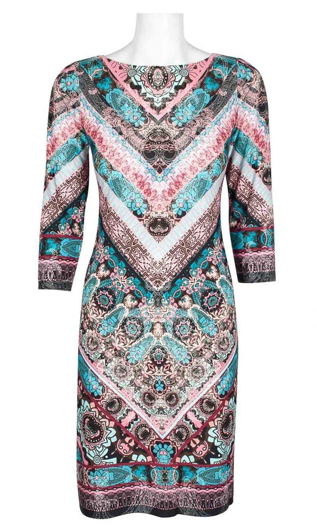 Cocktail Dresses London Times - T3085M Chevron Print Sheath Dress 5 Cocktail Dresses London Times - T3085M Chevron Print Sheath Dress