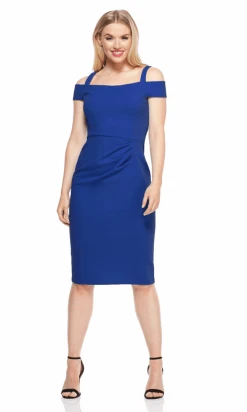 Plus Size Dresses London Times - T3354M Off Shoulder Knee Length Dress