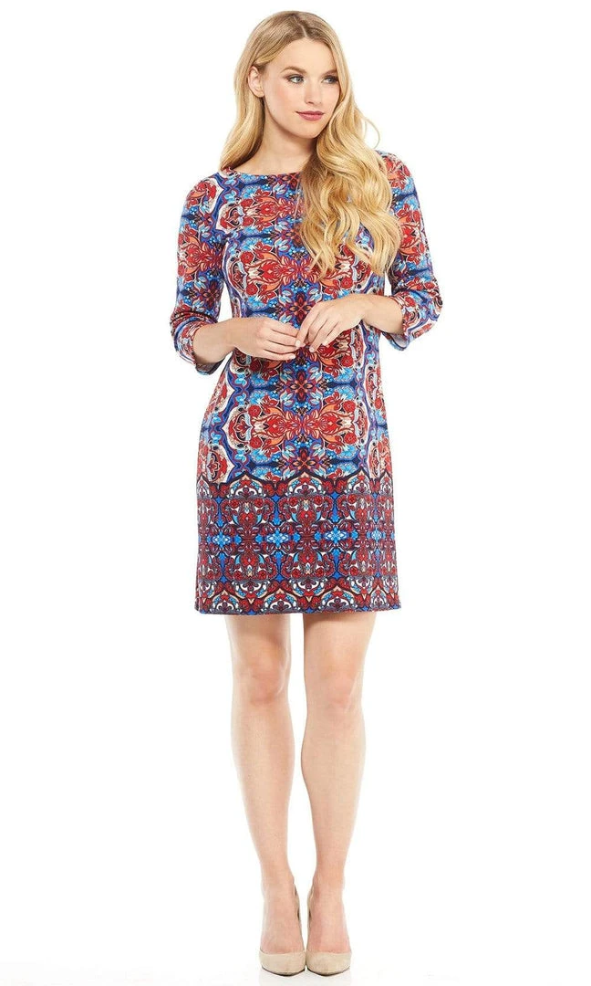 London Times - T3427M Paisley Print Quarter Sleeve Shift Dress Cocktail Dresses 5 London Times - T3427M Paisley Print Quarter Sleeve Shift Dress Cocktail Dresses