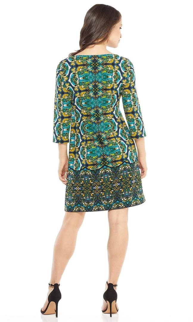 London Times - T3427M Paisley Print Quarter Sleeve Shift Dress Cocktail Dresses 7 London Times - T3427M Paisley Print Quarter Sleeve Shift Dress Cocktail Dresses