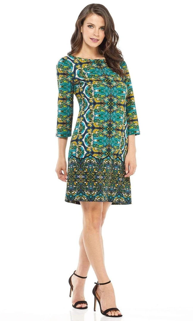 London Times - T3427M Paisley Print Quarter Sleeve Shift Dress Cocktail Dresses 8 London Times - T3427M Paisley Print Quarter Sleeve Shift Dress Cocktail Dresses