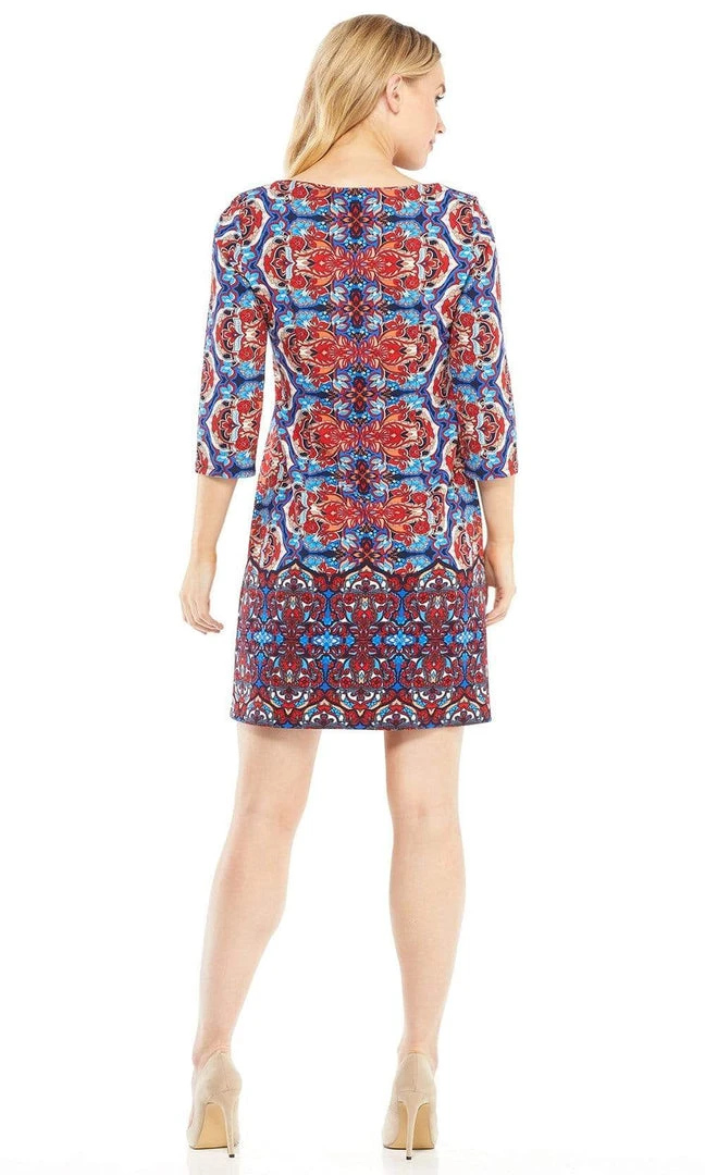London Times - T3427M Paisley Print Quarter Sleeve Shift Dress Cocktail Dresses 4 London Times - T3427M Paisley Print Quarter Sleeve Shift Dress Cocktail Dresses