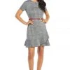 London Times - T3562M Chequered Jewel A-Line Cocktail Dress 1 London Times - T3562M Chequered Jewel A-Line Cocktail Dress