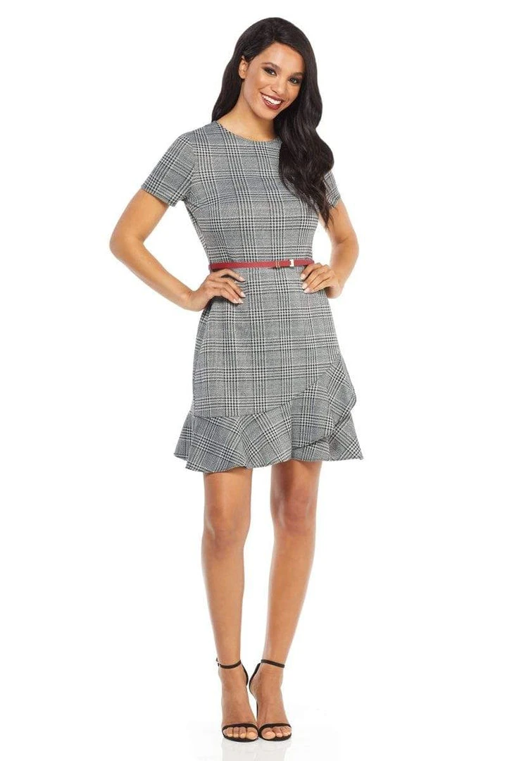 London Times - T3562M Chequered Jewel A-Line Cocktail Dress 3 London Times - T3562M Chequered Jewel A-Line Cocktail Dress