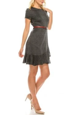 London Times - T3562M Chequered Jewel A-Line Cocktail Dress 18 London Times - T3562M Chequered Jewel A-Line Cocktail Dress
