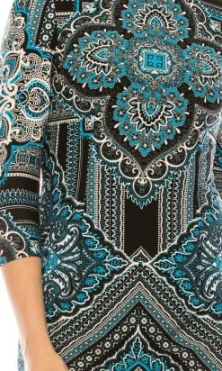 London Times - T3863P Quarter Sleeve Jewel Neck Damask Print Dress Cocktail Dresses 13 London Times - T3863P Quarter Sleeve Jewel Neck Damask Print Dress Cocktail Dresses