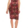 London Times - T3865P Printed Fit Knee Length Dress 2 London Times - T3865P Printed Fit Knee Length Dress