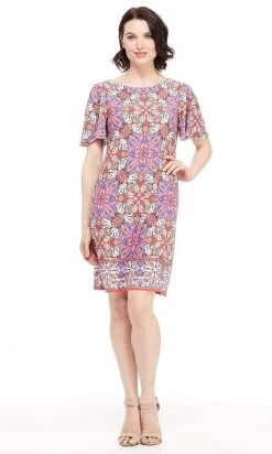 Cocktail Dresses London Times - T3969M Short Flutter Sleeve Knee Length Dress