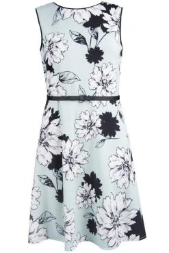 London Times - T3993M Sleeveless Floral Print Crepe A-Line Dress
